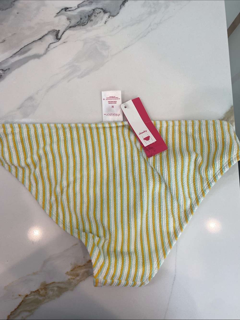 Xhilaration Yellow and White Striped Girls Bikini Bottoms